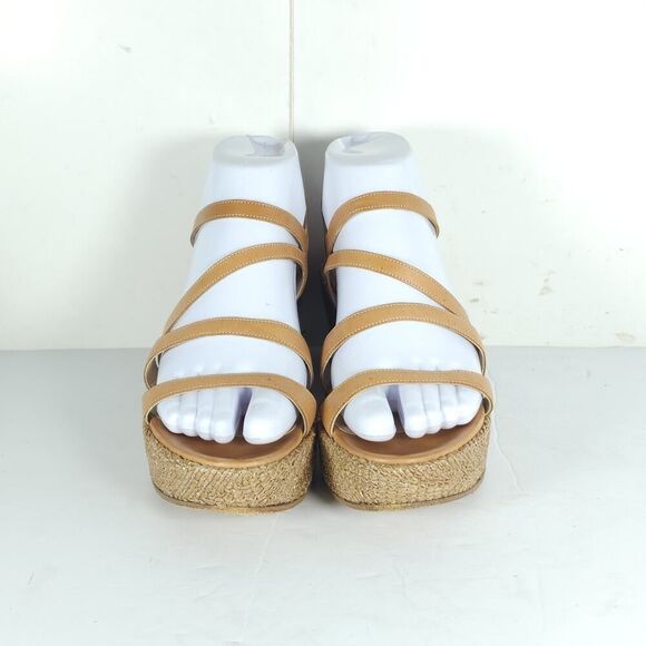 Fratelli Rossetti Women's US6 US36,5 Tan Leather Espadrill Strappy Wedge Sandals - Picture 3 of 16